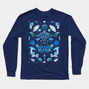 Glowing Moth and Mushroom Magic Pattern Long Sleeve T-Shirt